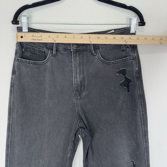 Judy Blue Jeans Womens 27 Black 90s Straight Ripped High Rise Stretch Dark Denim - Picture 13 of 16